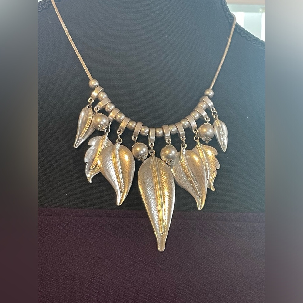 Silver Leaf Statement Necklace